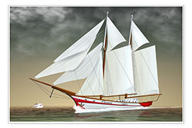 Póster Sailing boat, two-masted sailing boat