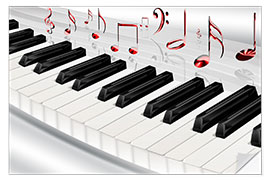 Selvklebende plakat Piano keyboard with notes