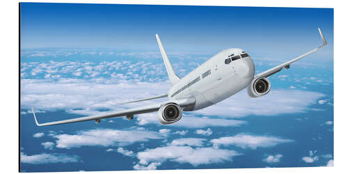 Tableau en aluminium Passenger airline over the clouds