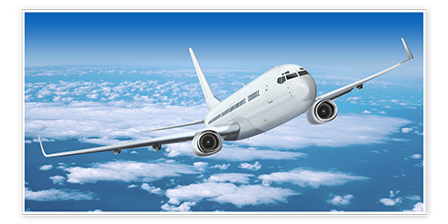 Poster Passagierflugzeug über den Wolken