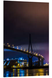 Aluminiumtavla Köhlbrandbrücke Hamburg harbor at night