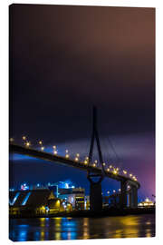 Leinwandbild  Köhlbrandbrücke Hamburg Hafen bei Nacht - Dennis Stracke