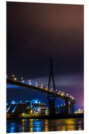 Foam board print Köhlbrandbrücke Hamburg harbor at night