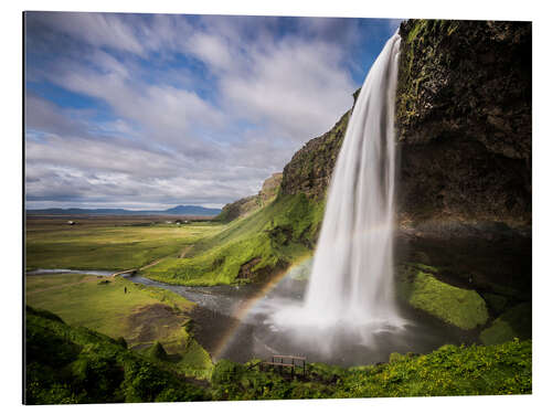 Tableau en aluminium Sejalandsfoss Waterfall with Rainbow