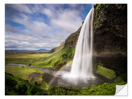 Sticker mural Sejalandsfoss Waterfall with Rainbow