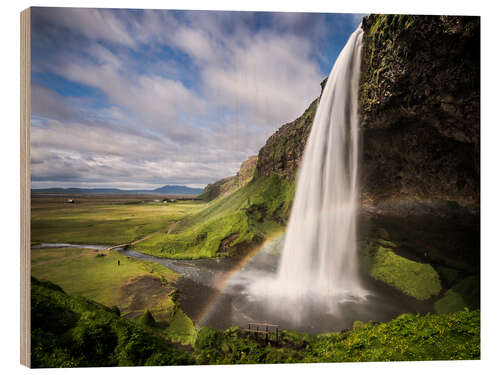 Quadro de madeira Sejalandsfoss Waterfall with Rainbow