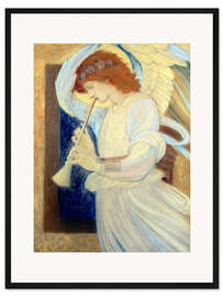 Gerahmter Kunstdruck Ein Engel, der ein Flageolett spielt