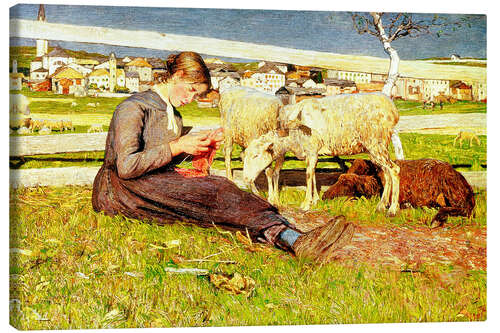 Lerretsbilde A Girl Knitting