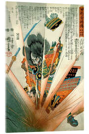 Tableau en verre acrylique Masakiyo fait exploser une mine antipersonnel - Utagawa Kuniyoshi