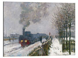 Tableau en aluminium Train dans la neige