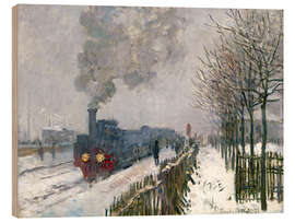 Obraz na drewnie  Pociąg w śniegu (Lokomotywa) - Claude Monet
