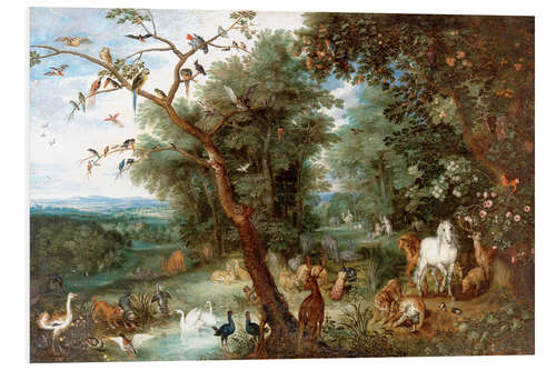 Foam board print The Garden of Eden with Adam and Eve