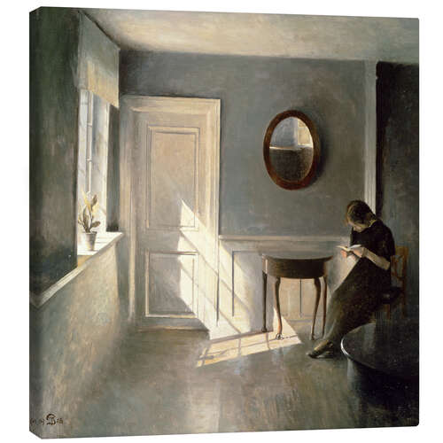 Quadro em tela Girl Reading a Letter in an Interior