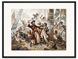 Gerahmter Kunstdruck Die Gefangennahme vom Piraten Blackbeard