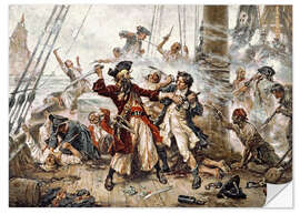 Selvklebende plakat The Capture of the Pirate Blackbeard