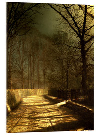 Akrylglastavla  A Moonlit Lane, with two lovers by a gate - John Atkinson Grimshaw