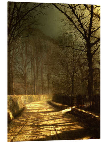 Akrylbilde A Moonlit Lane, with two lovers by a gate