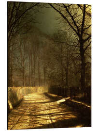 Aluminiumsbilde A Moonlit Lane, with two lovers by a gate