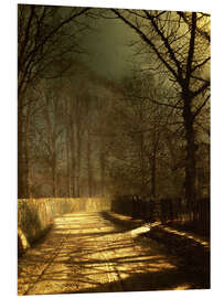 Foam board print A Moonlit Lane, with two lovers by a gate