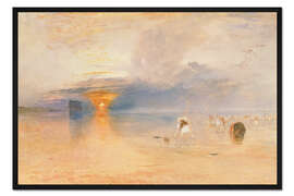 Gerahmter Kunstdruck Strand bei Calais, Fischerfrauen sammeln Köder ein