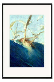 Gerahmter Kunstdruck Meerjungfrau mit Möwen