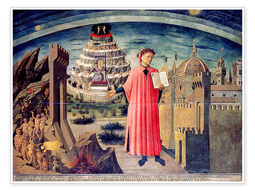 Poster Dante und sein Gedicht Die Göttliche Komödie