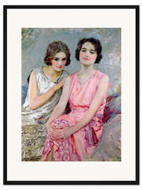 Gerahmter Kunstdruck Zwei Mädchen, sitzend