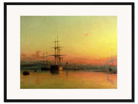 Gerahmter Kunstdruck Totenstille, Sonnenuntergang in der Bucht von Exmouth
