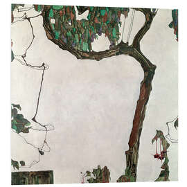 Hartschaumbild Herbstbaum mit Fuchsien - Egon Schiele