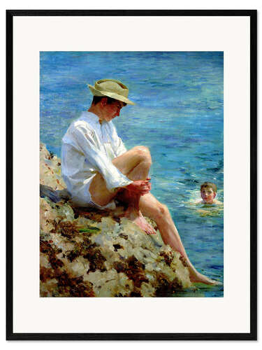 Ingelijste kunstdruk Boys Bathing