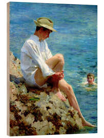 Wood print Boys Bathing