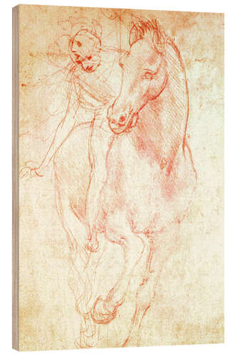 Wood print Study of a Horse and Rider