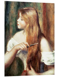 Foam board print Blonde girl combing her hair