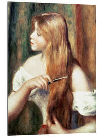 Magnettafel Blondes Mädchen, das ihr Haar kämmt