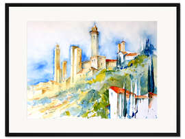 Gerahmter Kunstdruck Italien   San Gimignano