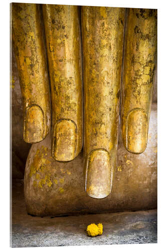 Akrylbillede Golden fingers of a Buddha statue