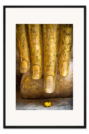 Gerahmter Kunstdruck Goldene Finger einer Buddha-Statue