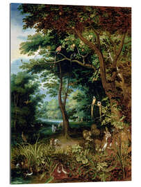 Tableau en plexi-alu Paradise scene with Adam and Eve