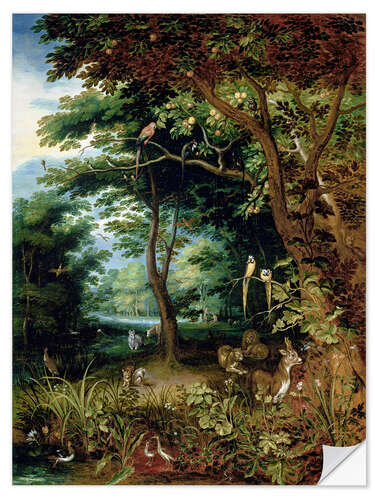 Wall sticker Paradise scene with Adam and Eve