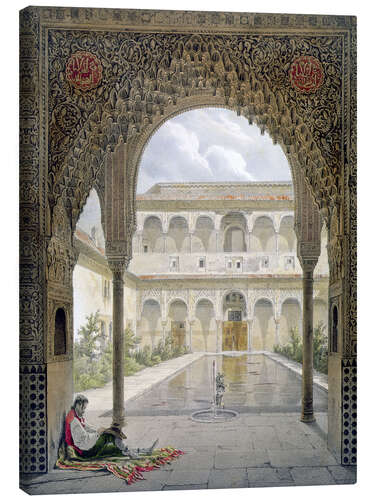 Canvas print De binnenplaats van Alberca in het Alhambra, Granada, 1853