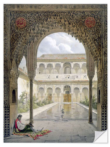 Autocolante decorativo O pátio de Alberca na Alhambra, Granada, 1853