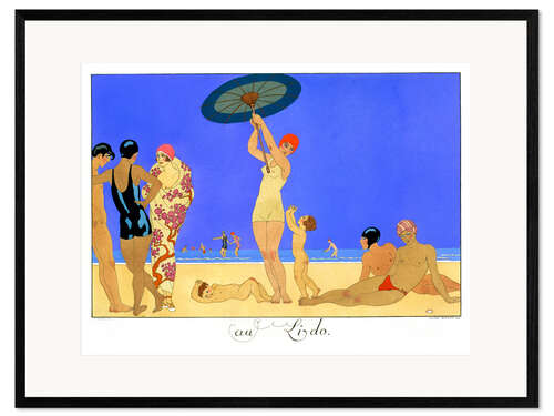 Framed art print At the Lido, engraved by Henri Reidel, 1920