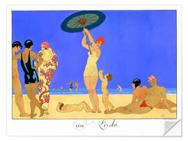 Selvklæbende plakat At the Lido, engraved by Henri Reidel, 1920