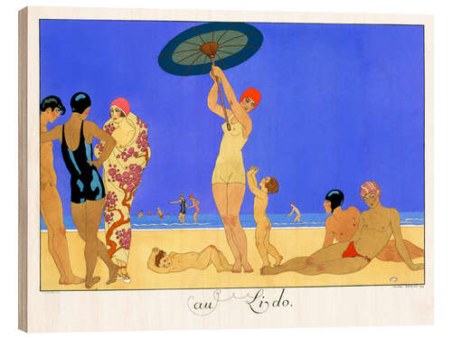 Obraz na drewnie At the Lido, engraved by Henri Reidel, 1920