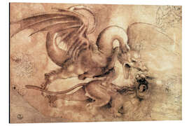 Magnettafel Kampf zwischen einem Drachen und einem Löwen