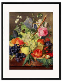 Gerahmter Kunstdruck Früchtekorb, 1744