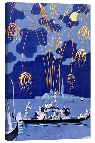 Canvas-taulu Fireworks in Venice, Fetes Galantes