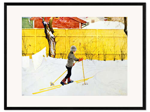Impression artistique encadrée Les skis