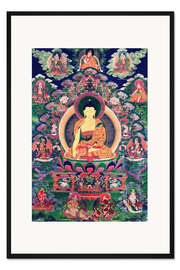 Gerahmter Kunstdruck Buddha Shakyamuni mit elf Figuren