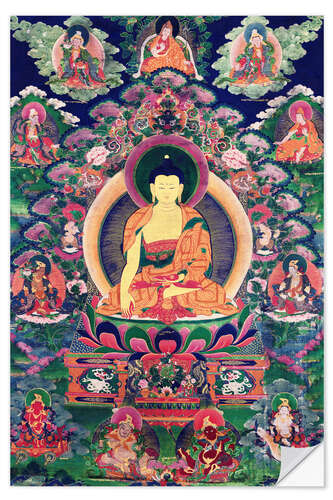 Selvklebende plakat Buddha Shakyamuni med elleve figurer